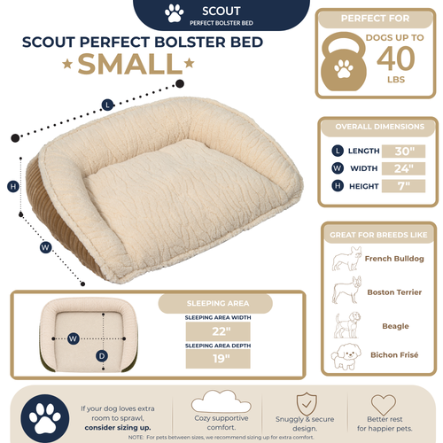 HuggleHounds Scout Perfect Bolster Dog Bed