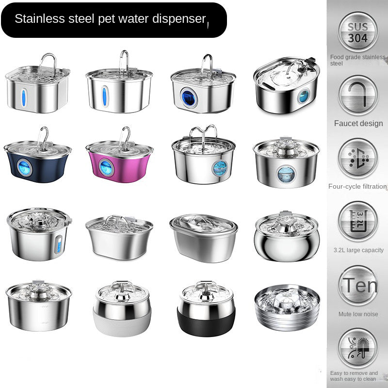 Pawpampered Stainless Steel Pet Water Fountain